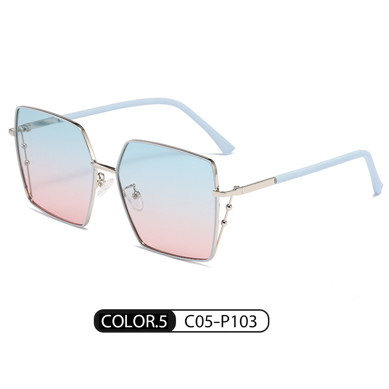 Nueva moda gafas de sol metal cara redonda marco grande gafas de sol LS324 Internet celebridad transmisión en vivo polígono polarizado gafas