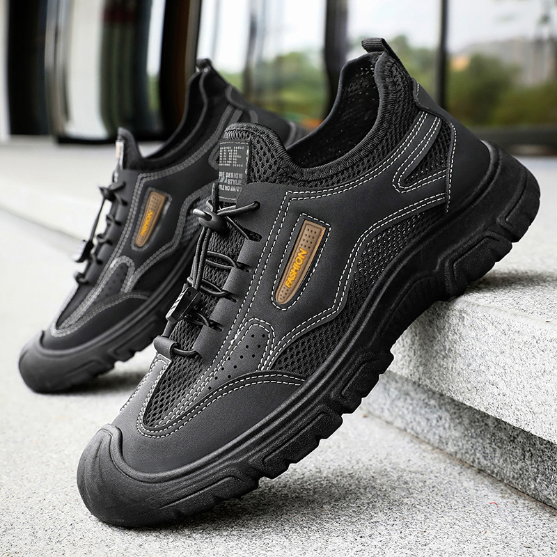 Zapatos casuales para hombre para exteriores, estilo primavera, modernos y versátiles, zapatos transpirables con suela blanda, zapatos de senderismo de malla poco profunda para hombre
