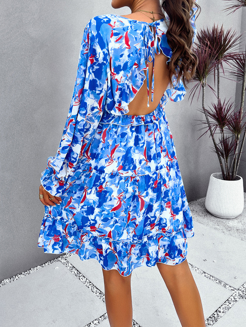 Women's Regular Dress Vacation V Neck Printing Long Sleeve Printing Midi Dress Daily display picture 6