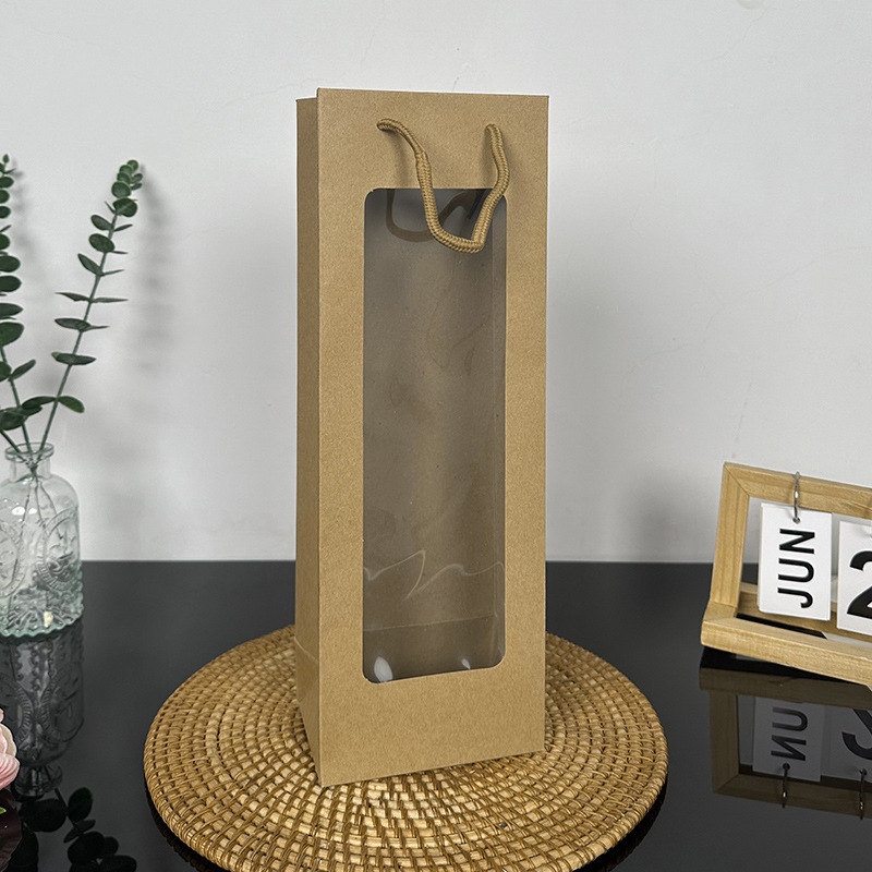 Color del papel kraft; cartón blanco; bolsa de vino tinto 12,5*8,5*36cm