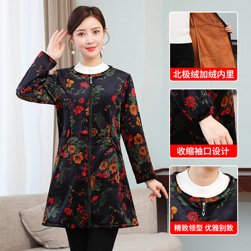 Crystal Fleece Hooded Coat for Women, Adult Wholesale, Winter Thicken and Warm Work Coat, Outerwear, Stain-Resistant, New Long-Sleeve Apron