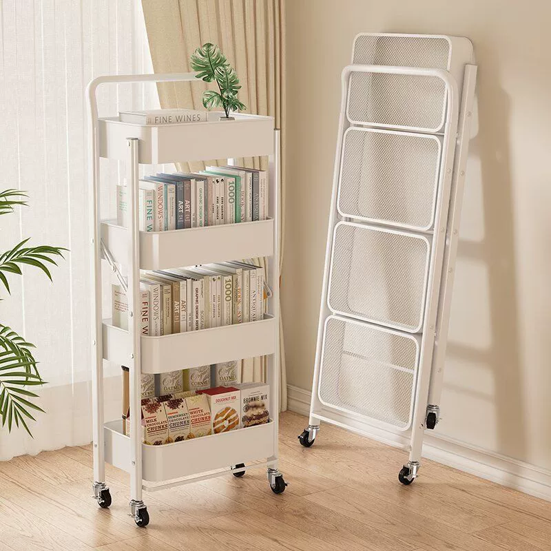Стеллаж для хранения на колесиках, книжная полка для гостиной, напольная, для спальни, многослойная, мобильная, складная, простая, для хранения