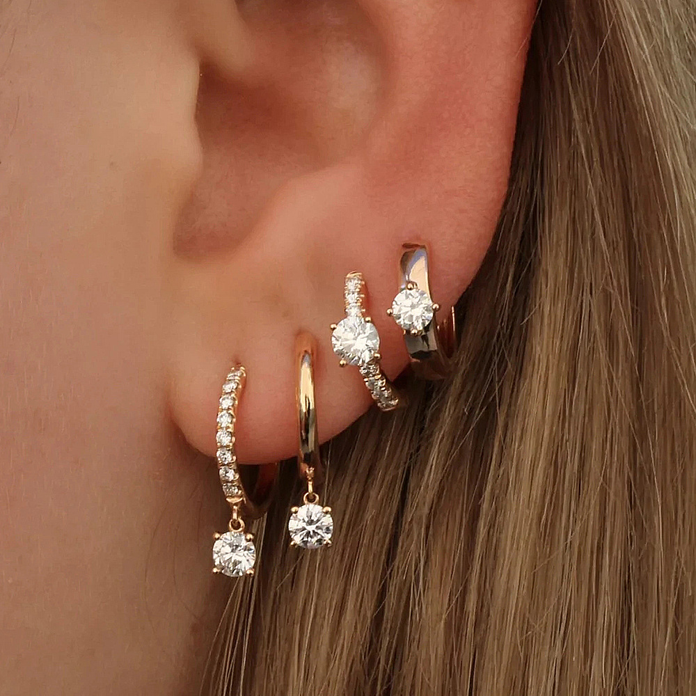 1 Pair Quantity Daily Occasion 925 Sterling Silver Material 1 Pair 925 Sterling Silver Zircon Jewelry Hoop Earrings