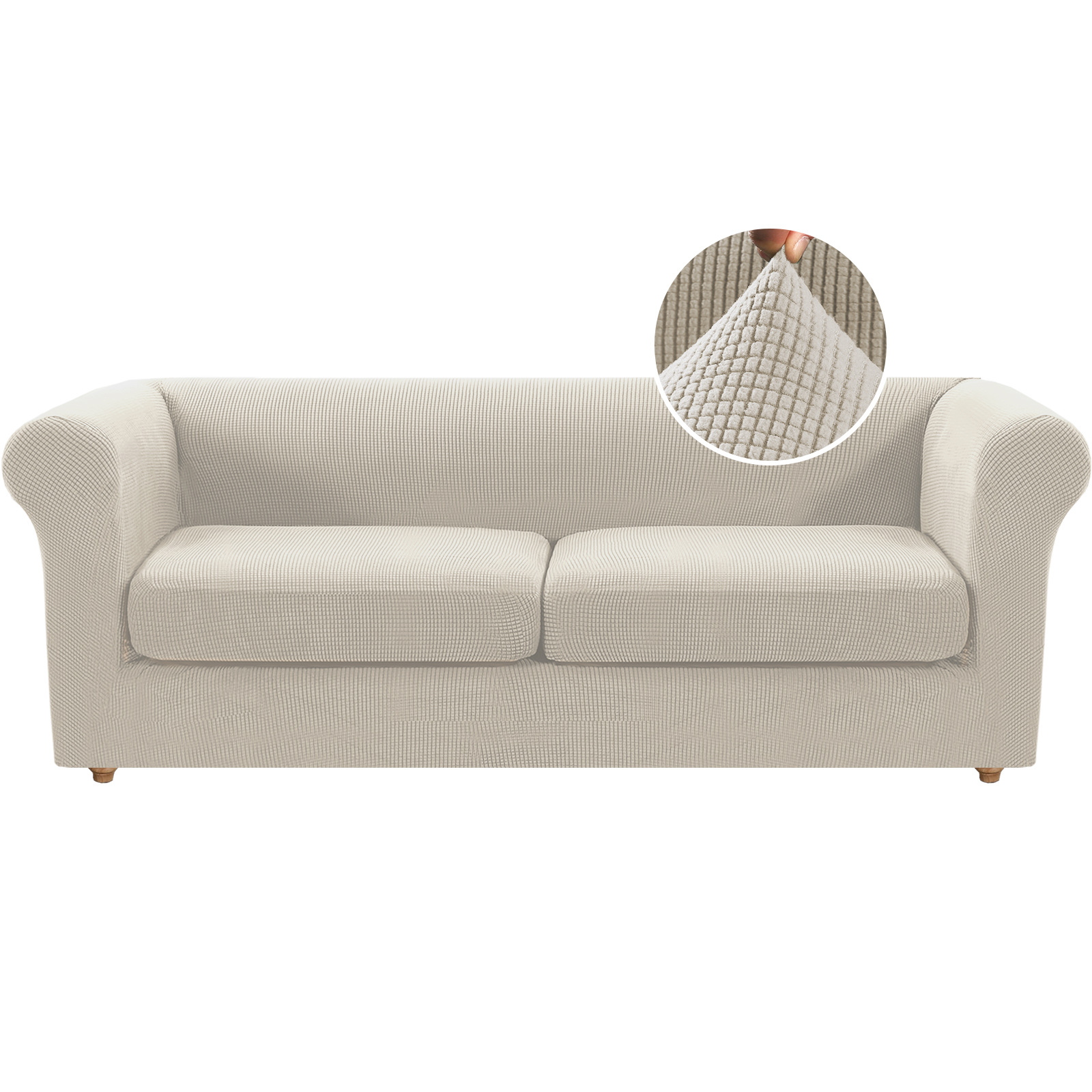 Ananas retro vattentätt och smutsavvisande heltäckande sofföverdrag med platt rygg, hög elastisk helklädsel_voghion.com