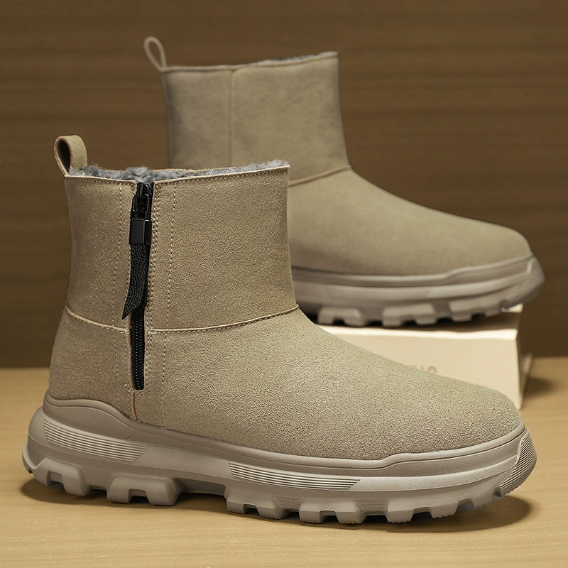 Мужские зимние противоскользящие ботинки, climbing‑стиль, боковая молния, размеры 38–46