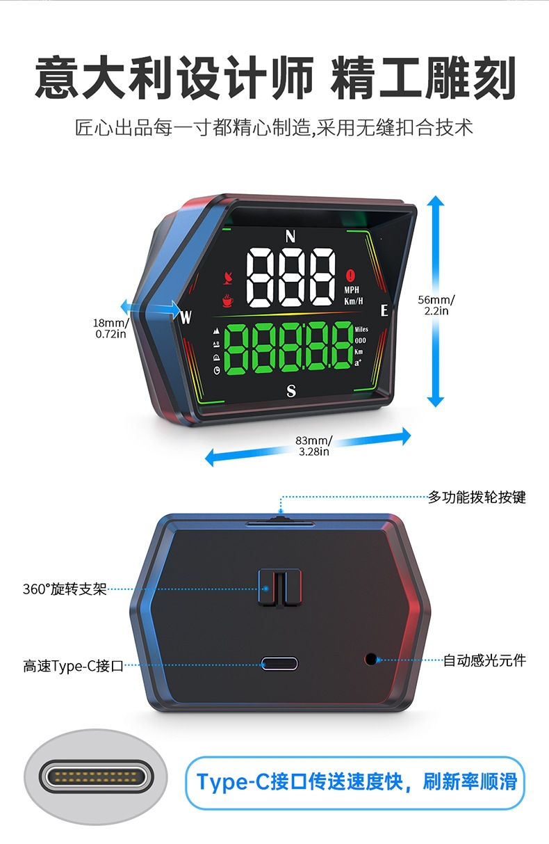 Car-Mounted Hud Head-Up Display Universal Multi-Function Screen G21 with Accumulated Mileage, Speedometer, Compass, Time, and Altitude