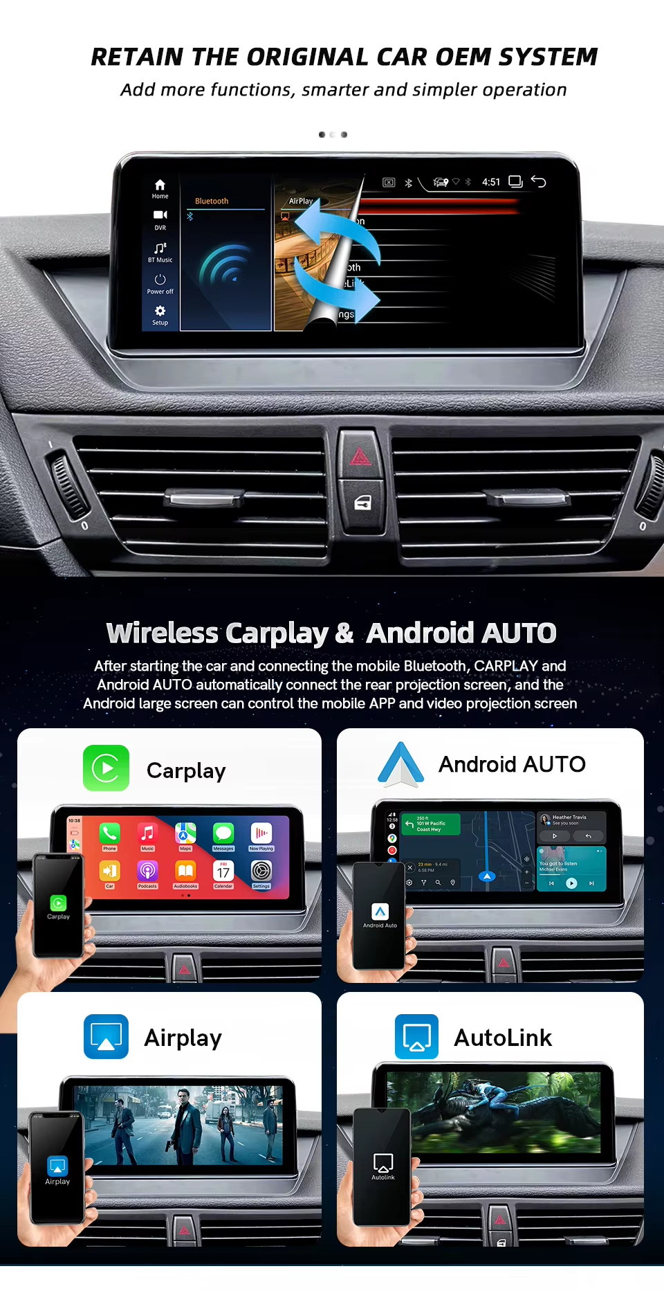 Suitable for BMW X1 E84 1 2009 - 2015 CIC 10.25'' car central control display large screen