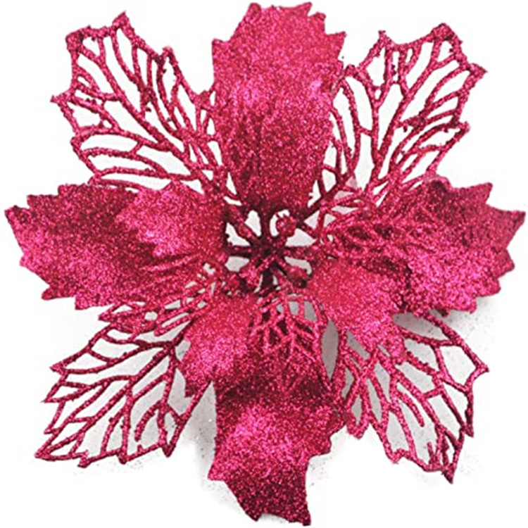 Couronne de fleurs creuses dorées en poudre de 16 cm, guirlande décorative à faire soi-même, accessoires pour sapin de Noël, ornements à suspendre_voghion.com