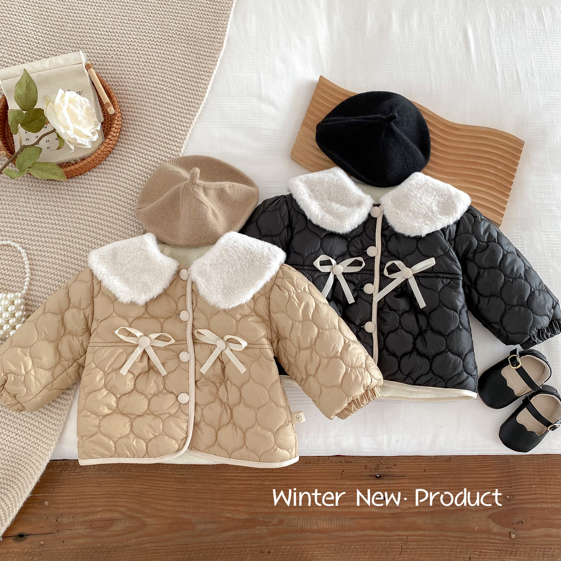 女童加绒棉服 0-5岁冬季女宝宝毛毛领保暖棉袄夹棉棉衣外套AY203