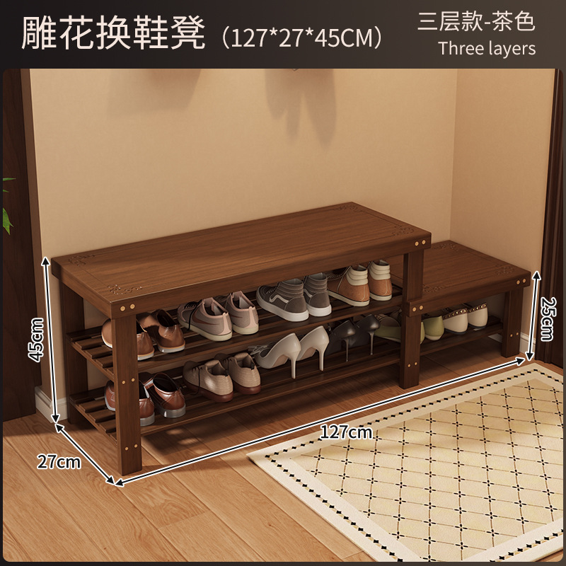 Zapatero integrado con banco para cambiar zapatos para uso doméstico en la entrada del pasillo, se puede usar para sentarse, banco de almacenamiento de zapatos de varias capas simple para apartamentos de alquiler. image 43