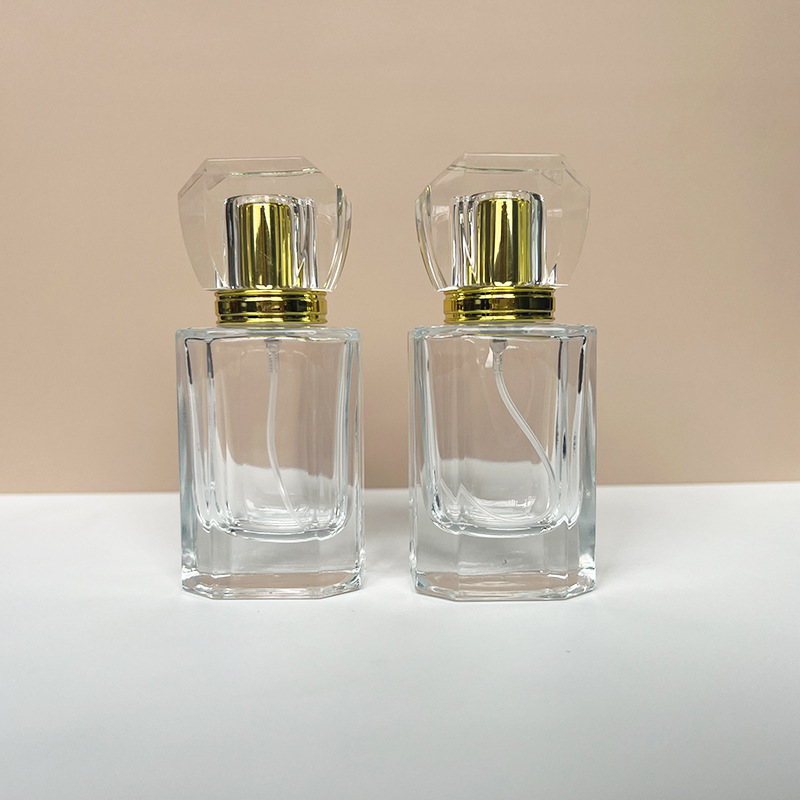 现货供应 B176-35m多边形螺口玻璃香水瓶/化妆品分装便捷喷雾空瓶