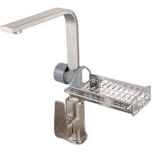 Square tube flat faucet storage rack household pool sponge drain hanging basket kitchen storage rack 304 stainless steel