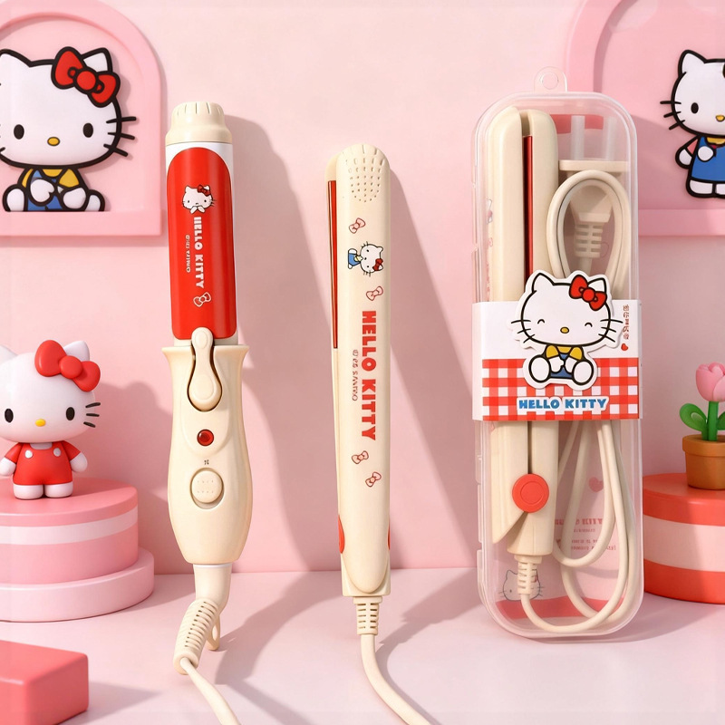 Authentic Hello-Kitty Series Splint Curling Iron Straight and Curling Dual-Purpose Dormitory Low-Power Bangs Clip Curling Iron