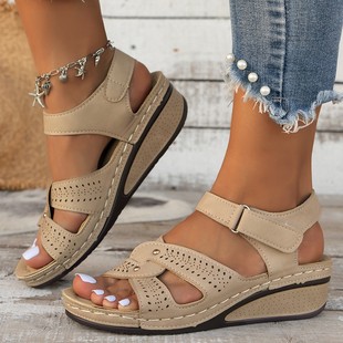 2023 Summer New plus size casual sandals Amazon Roman style women's shoes foreign trade Women's wedge sandals