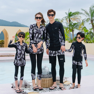 Parent-Child Diving Suit Family of Three or Four Zipper Split Long Sleeve Trousers Children's Jellyfish Suit Surfing Swimsuit