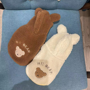 New winter fleece-lined pet clothes hooded ears bear clothes winter teddy bear clothes
