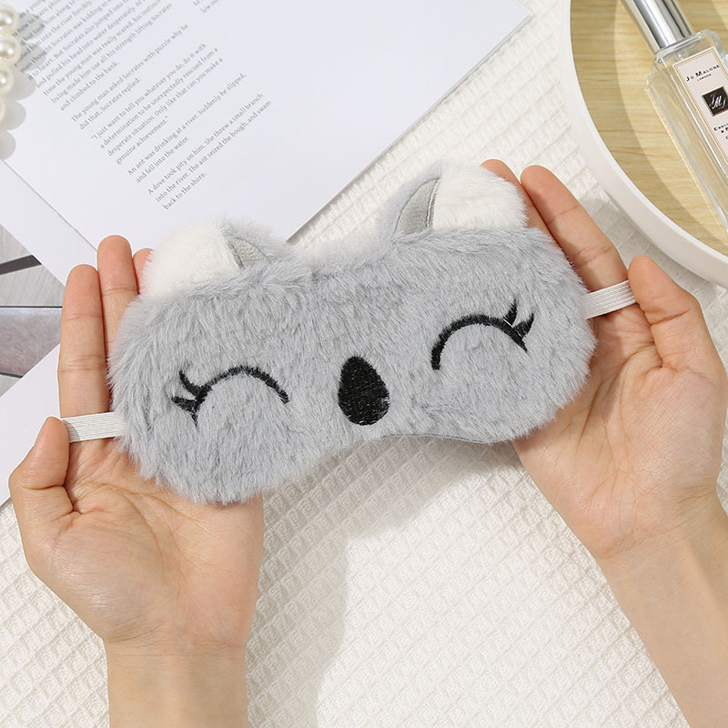 漫画の動物のぬいぐるみ刺繍アイマスク模造ウサギの毛遮光アイマスク飛行機電車休憩アイマスク卸売|undefined