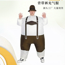 万圣节热销道具成人搞怪cos 节日装扮派对活动背带裤小黄人充气服