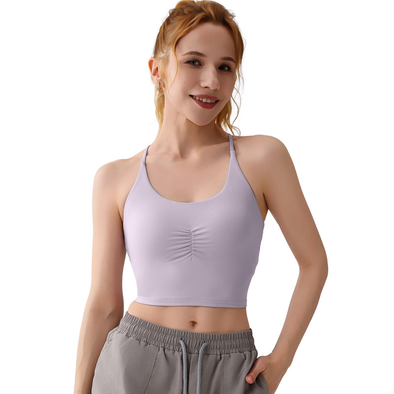 Sujetador deportivo cruzado con tirantes finos europeos y americanos transfronterizos, sujetador deportivo para correr, tirantes, ropa de yoga, ropa interior