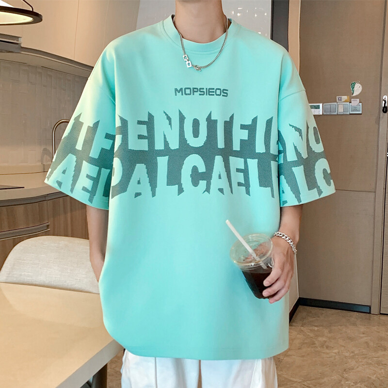 Trendiges Kurzarm-Shirt im Hongkong-Stil für Herren, Sommermode, lockere Passform, Plus-Size-Bekleidungsset, Top, Herren-T-Shirt_voghion.com