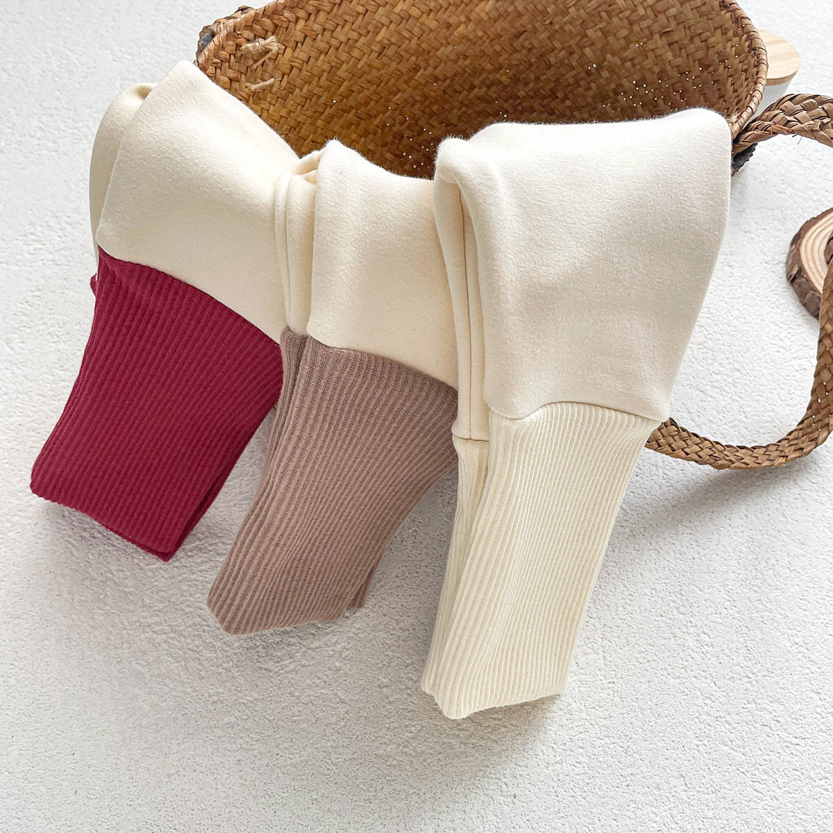 INS leggings forrados de lana para niños cálido estilo coreano costura de una pieza de terciopelo Otoño e Invierno para hombres y mujeres pantalones a juego fuera