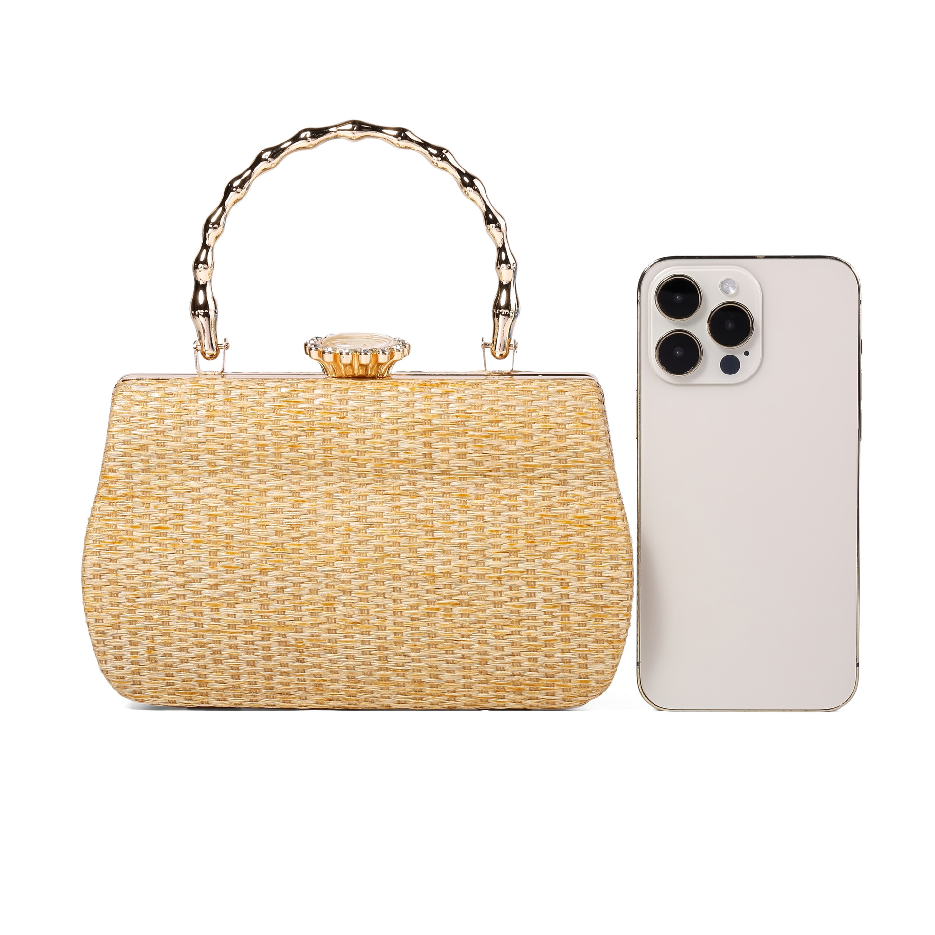 322g Weight Lock clasp Closure Type Ring Handle, Chain Strap Type Evening Bag, Box bag Bags Type Casual Occasion Straw Material Solid Color Pattern All Seasons Season Women's Gender Elegant Style Square Shape Women's Straw Solid Color Elegant Square Lock Clasp Evening Bag Box Bag 11