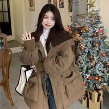 中长款棉服女冬季韩版时尚小个子大翻领收腰显瘦棉衣外套A2477
