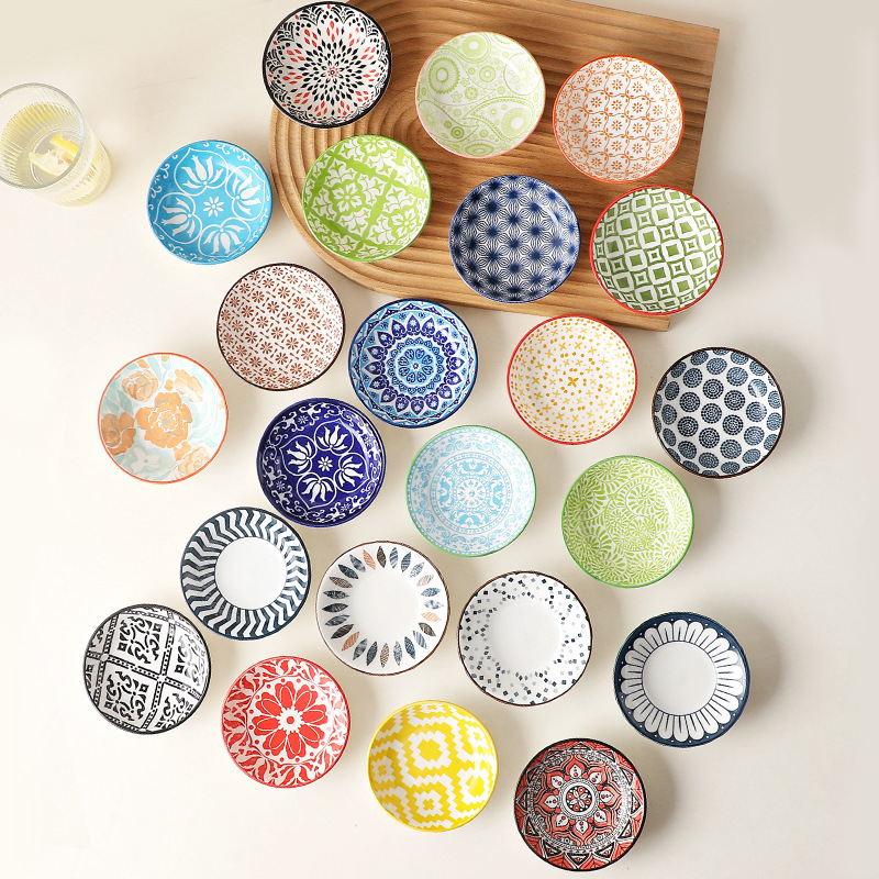 Bohemian Style Dip Dish Household Creative Hot Pot with Hot Pepper Vinegar Dish Snack Dish Dish with Seasoning Flavor Soy Sauce Dish