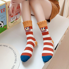 French fries socks for women spring and summer Korean Dongdaemun cartoon cute ins trendy socks niche design pile mid-tube socks