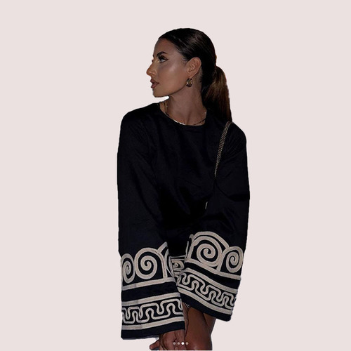 European and American New Ethnic Style Fashion Casual Abstract Pattern Round Neck Women's Dress
