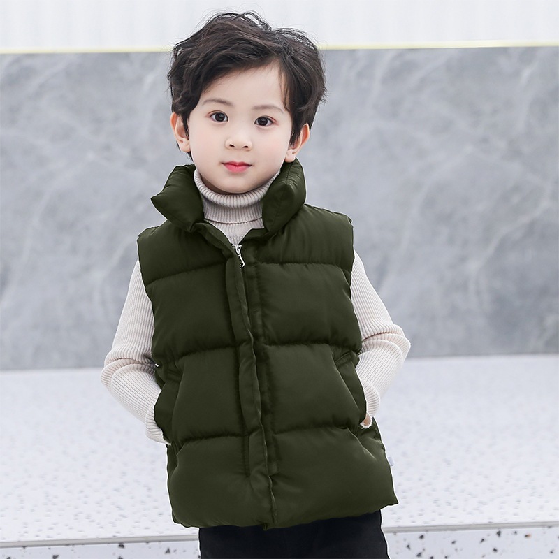 2024 Otoño e Invierno nuevos niños y niñas estilo coreano casual corto collar de pie de los niños abajo algodón pan abrigo chaleco
