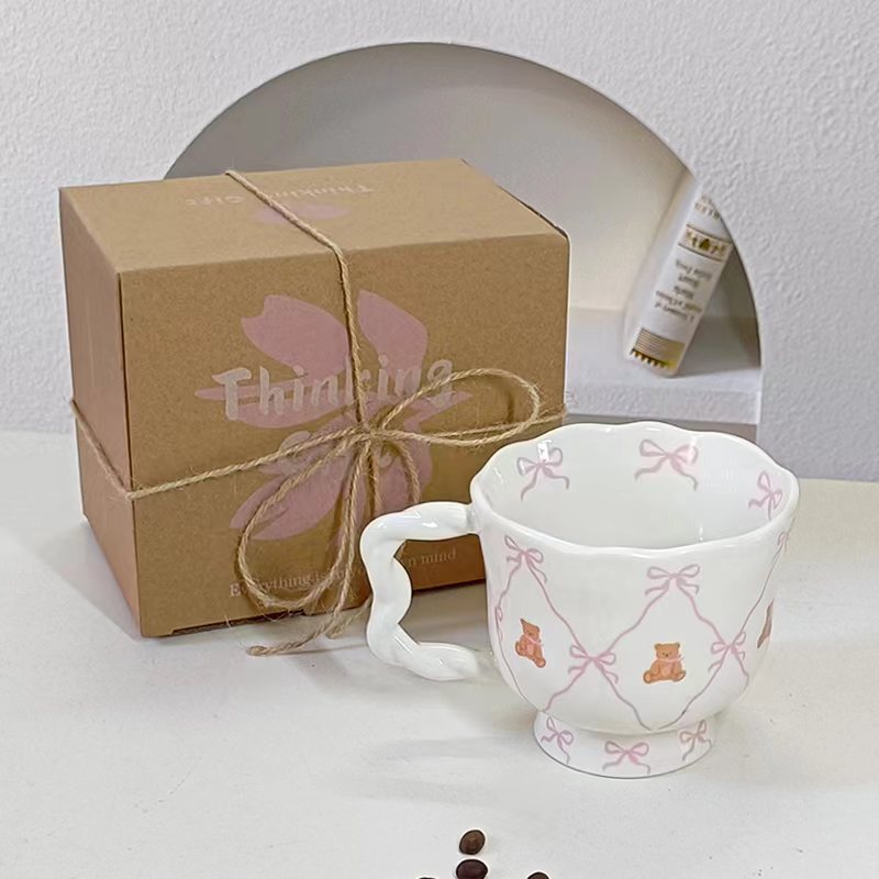 Taza de agua de estilo antiguo creativo para el hogar taza de té taza de oso de peluche taza de oficina linda dama taza de desayuno de dibujos animados