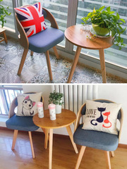Wooden Balcony Tea Set Chair Combination for Small Apartments Mini Tea Table Three-Piece Set Leisure Lazy Chair Modern Minimalist