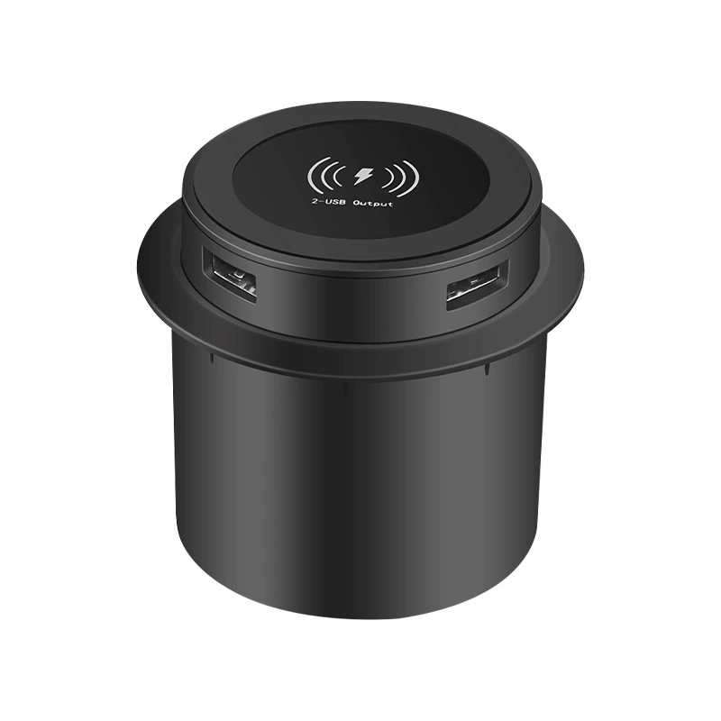 Встроенный модуль беспроводной зарядки для мебели, USB-порты, совместимо с адаптерами US/EU