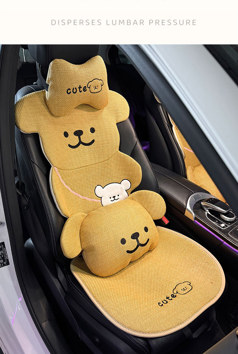 Car Seat Cushion for All Seasons, Cartoon Cute Bear, High-End Feel, Rear Seat Cushion, Single Piece, Driver's Seat Cover