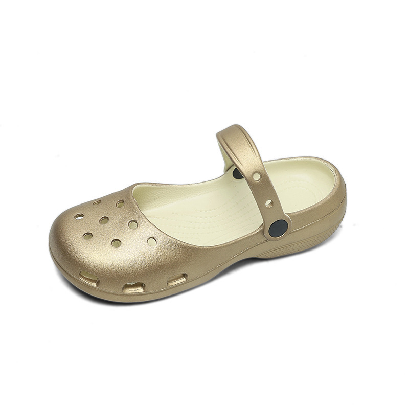 Champagne Gold Ballet Clogs for Women, New Summer Style, Soft-Soled, Non-Slip, Closed-Toe Sandals, Versatile for Outdoor Wear, Casual Beach Shoes Champagne Gold Ballet Clogs for Women, New Summer Style, Soft-Soled, Non-Slip, Closed-Toe Sandals, Versatile for Outdoor Wear, Casual Beach Shoes