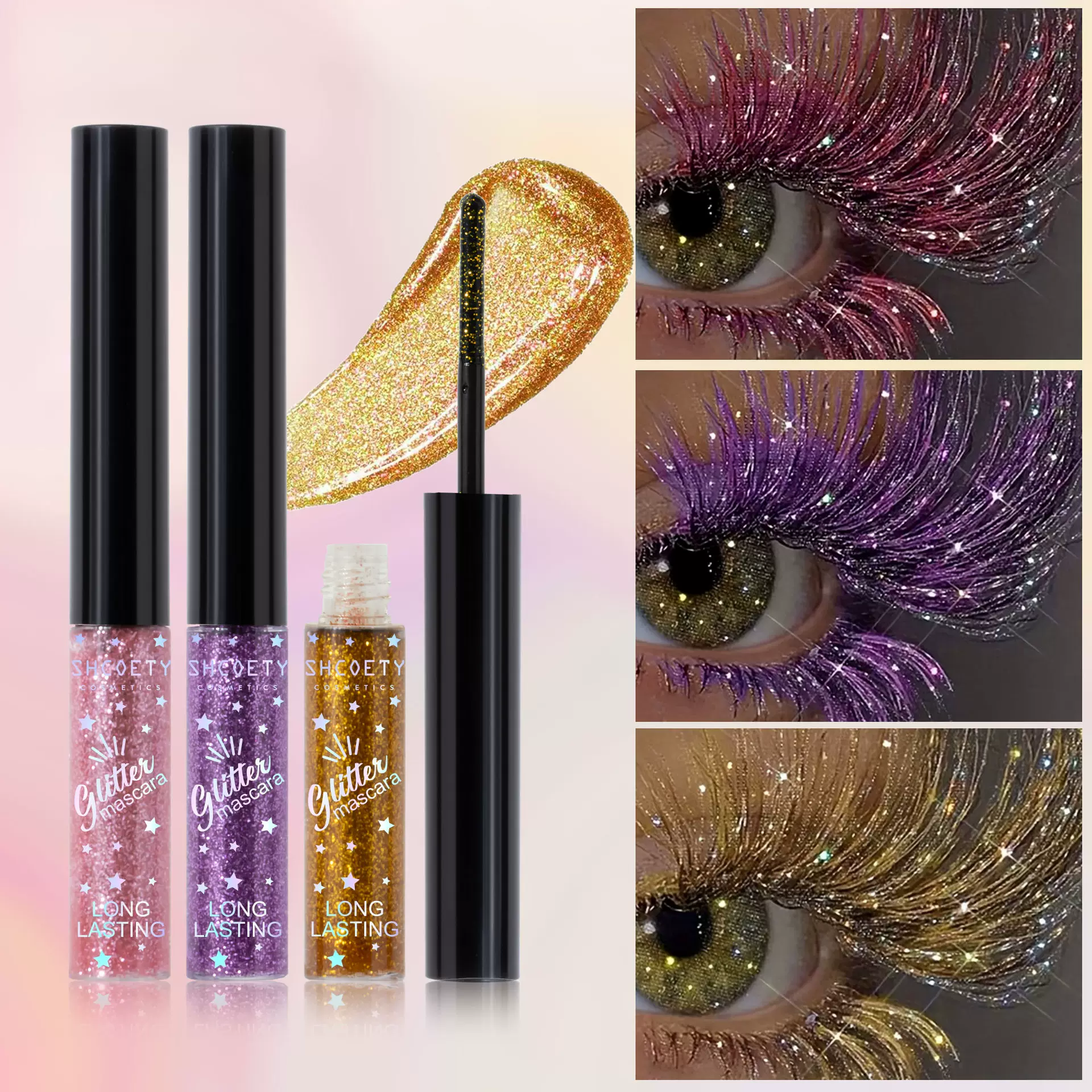 SHCOETY彩色睫毛膏5色防水不晕染睫毛卷翘节日舞台派对跨境彩妆