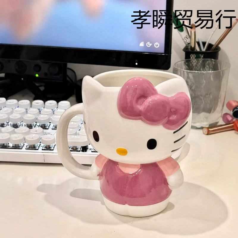 Керамическая кружка HelloKitty, кружка Кэти, креативная кружка с принтом, мультяшная милая кружка, большая вместимость