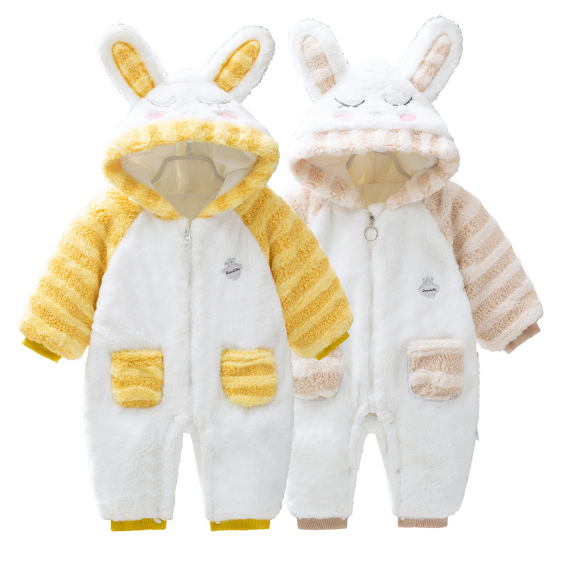 Bebé mono invierno engrosado con capucha acolchado caliente mameluco lindo Super lindo recién nacido fuera mameluco