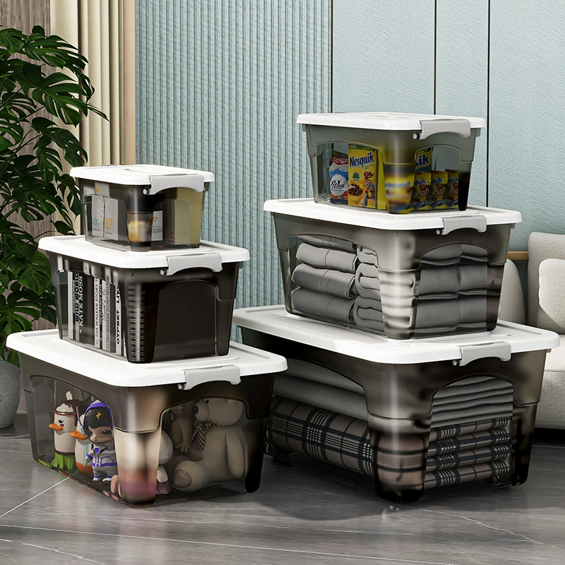 Прозрачный черный ящик для хранения Одежда Коробка Разное Большая игрушка Коробка для хранения Пластиковый ящик для хранения Автомобильный багажник