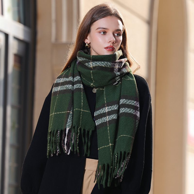 Écharpe pour femme 2024 Nouvelle écharpe tricotée chaude haut de gamme polyvalente double face automne/hiver pour étudiantes_voghion.com
