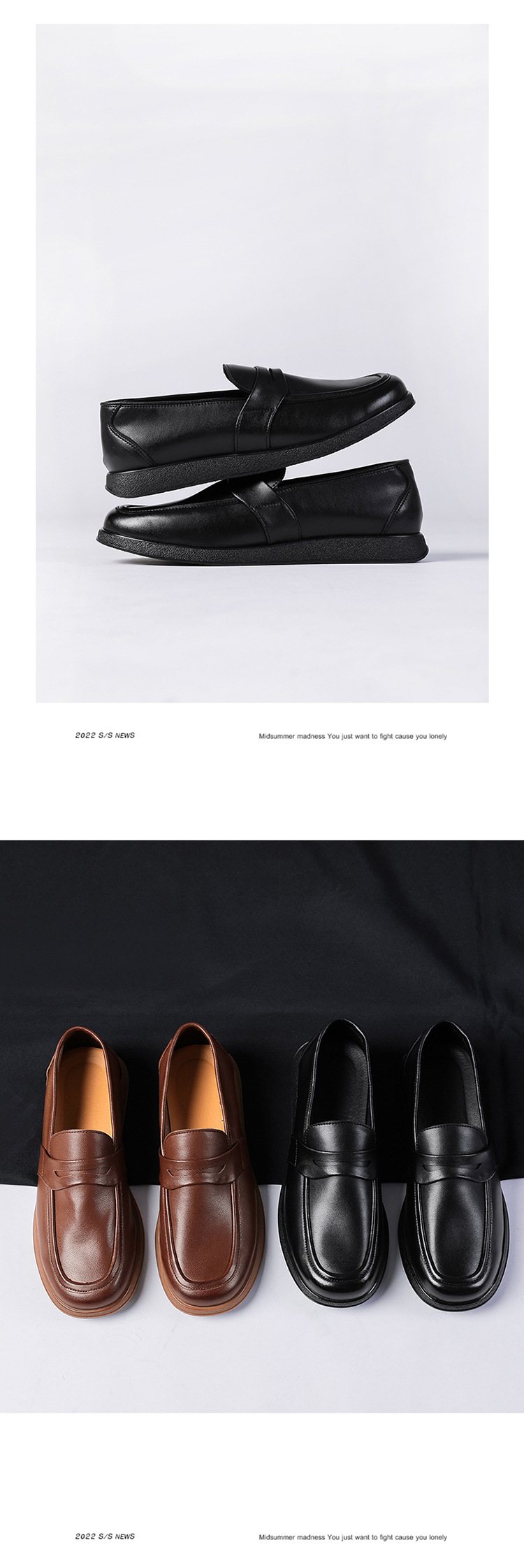 New square head leather shoes men's business soft bottom breathable casual shoes_vogvips.com