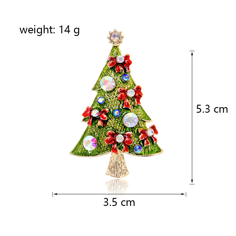 18g Weight Rhinestones Inlay Material Brooches Classification Sweet Pin Christmas Tree Alloy Enamel Plating Inlay Rhinestones Unisex Brooches