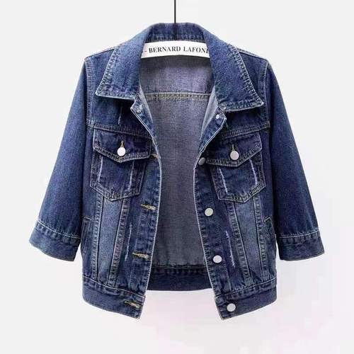 7/8 Sleeve Denim Jacket Women's Short Style High Quality Spring and Autumn Slimming Loose Cardigan Multi-purpose Student Top