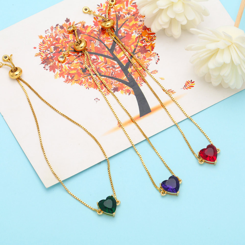 Heart Shape Pattern Women'S Gender Gold Plated Design Fashion Heart Shape Copper Bracelets Gold Plated Zircon Copper Bracelets
