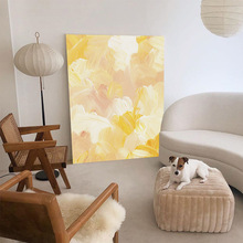 北欧黄色抽象油画肌理客厅装饰画沙发背景挂画现代简约巨幅落地画