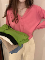 毛衣开衫外套女早秋款内搭针织衫外搭薄款V领打底衫短款长袖上衣