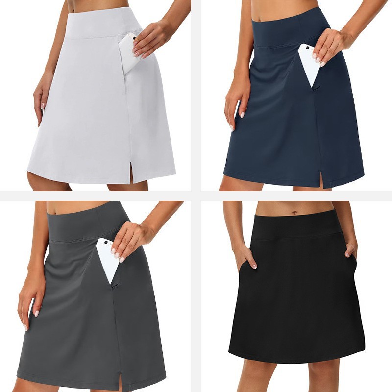 跨境休闲风运动网球裙裤假两件瑜伽健身中长款2024热销女士个性款