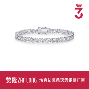 European and American Hot-Selling Hip-Hop Trendy Personalized Tennis Chain S925 Silver Inlaid Moissanite Bracelet Electroplated 18K White Gold Jewelry