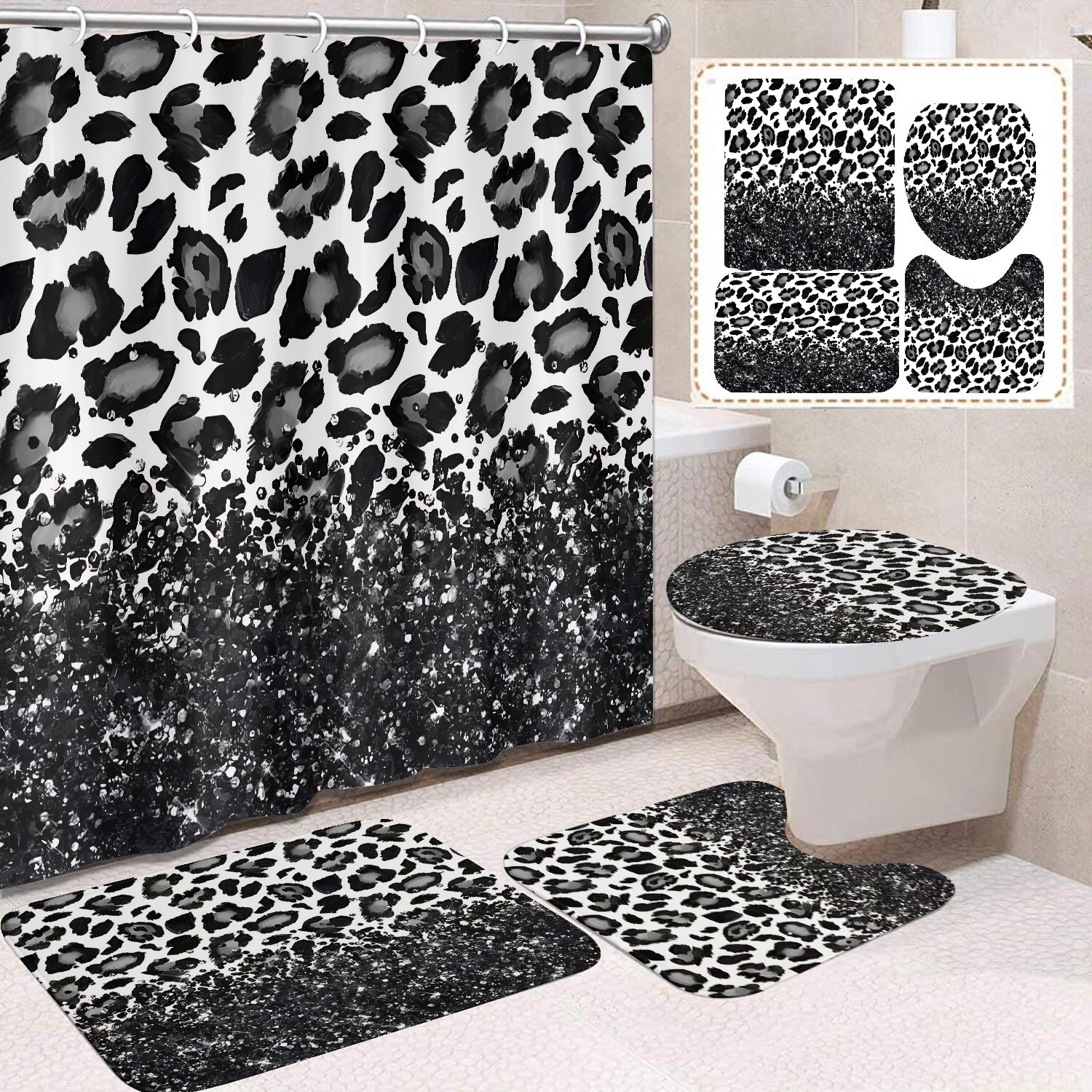 Transfronterizo Amazon cortina de ducha de color degradado cortina de baño letra patrón de mariposa cortina de ducha impermeable y a prueba de moho image 47